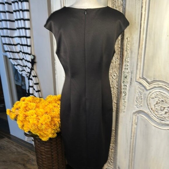 Connected Apparel Elegant Black and Blush Lace Dress - Picture 5 of 8